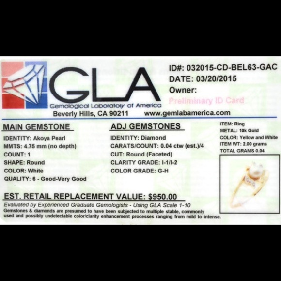 VINTAGE Akoya Pearl and Genuine Diamond Engagement Ring 10k Yellow White Gold 6 - Picture 2 of 2